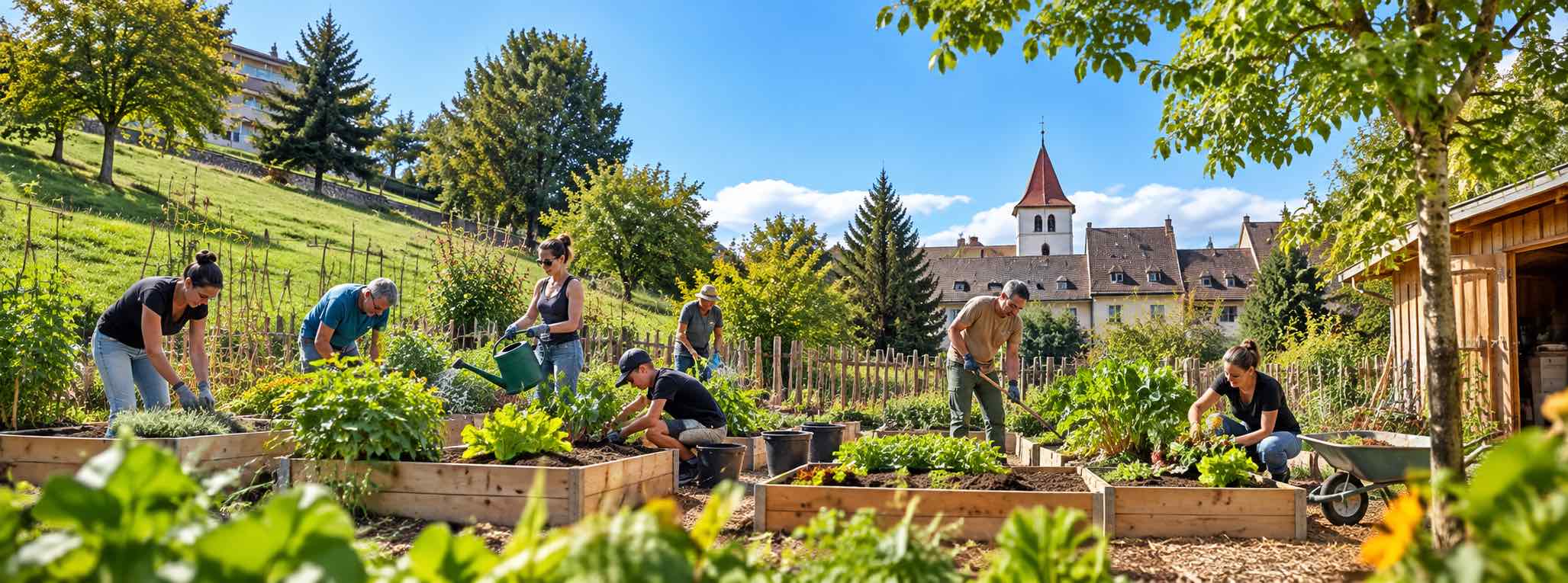 Vue du potager communautaire de Grandson